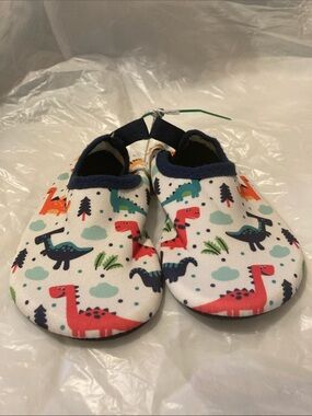 Kids Slip-On Water Shoes with Colorful Dinosaur Print - Multi-Color